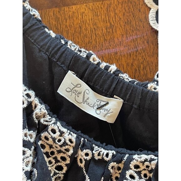 LoveShackFancy Black And Cream Pamela Asymmetric One Shoulder Flounce Dress S - Picture 14 of 14